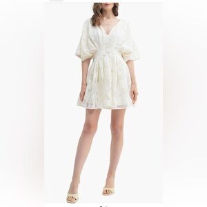 Lush floral lace dolman sleeve pleated minidress NWT XS